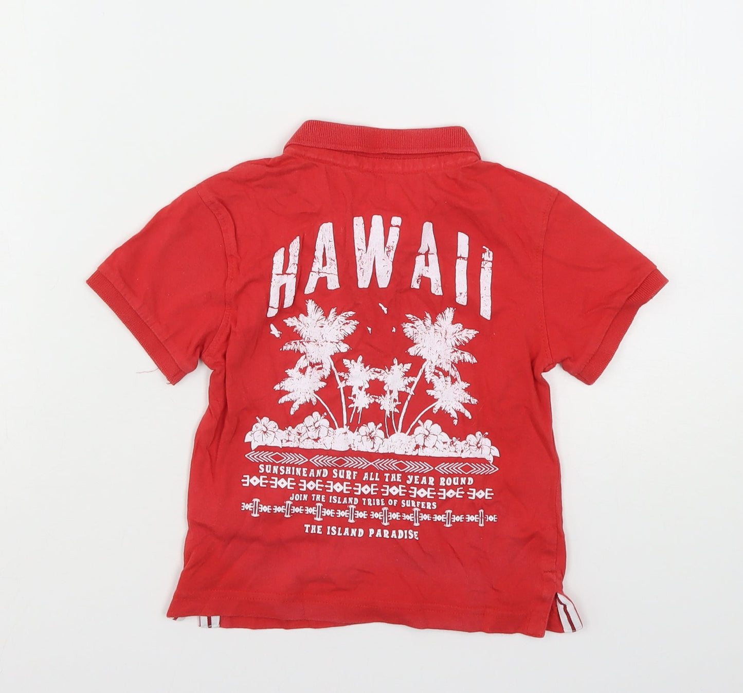 Rebel Boys Red  Cotton Basic Polo Size 2-3 Years Collared  - Hawii