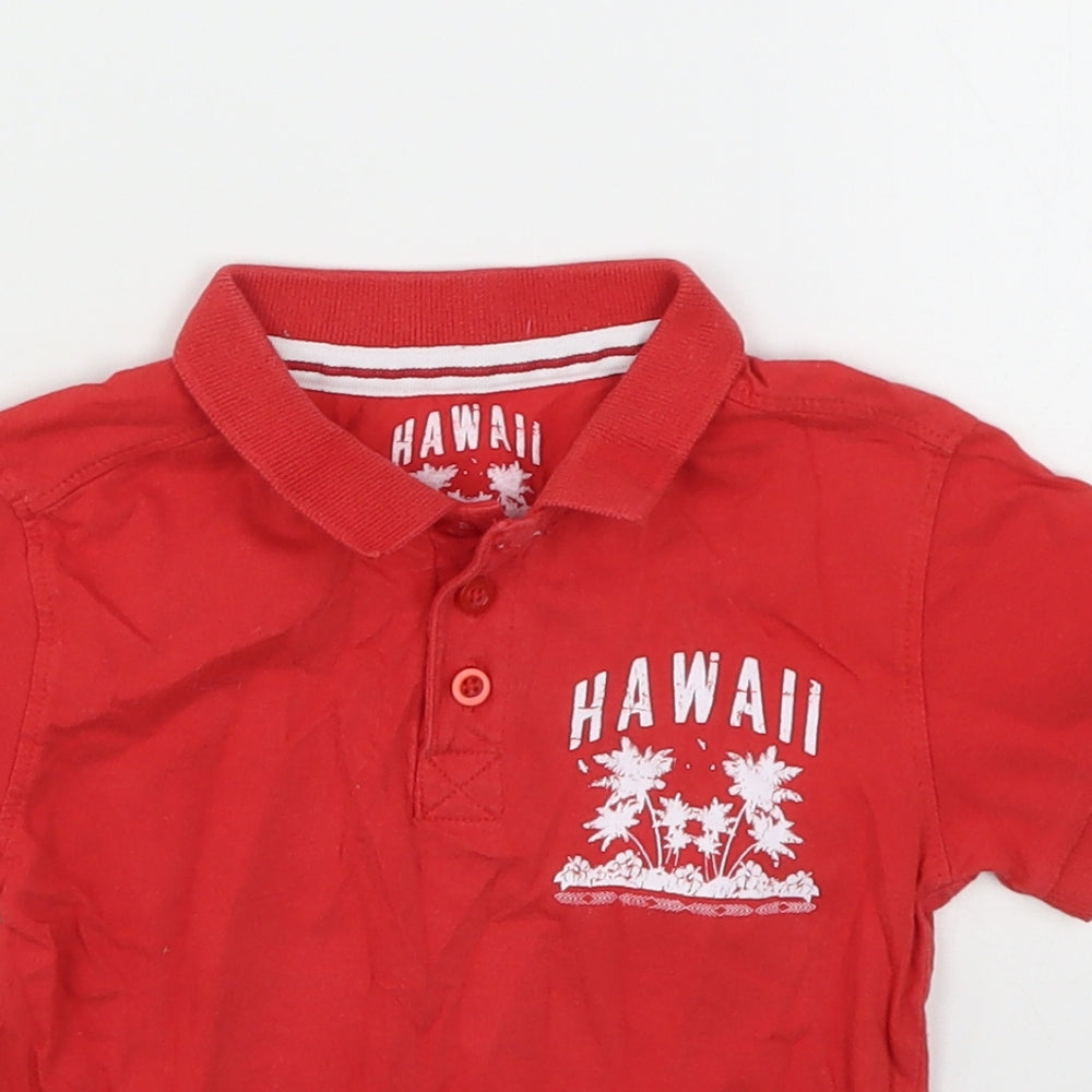 Rebel Boys Red  Cotton Basic Polo Size 2-3 Years Collared  - Hawii