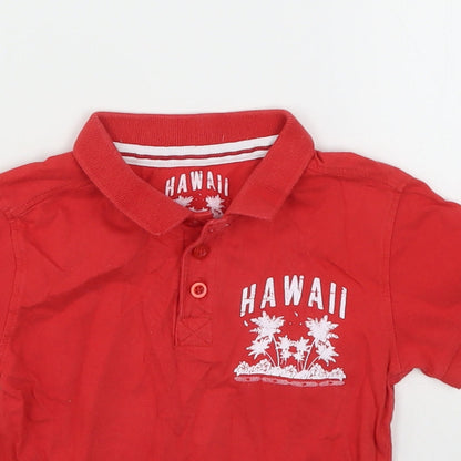 Rebel Boys Red  Cotton Basic Polo Size 2-3 Years Collared  - Hawii