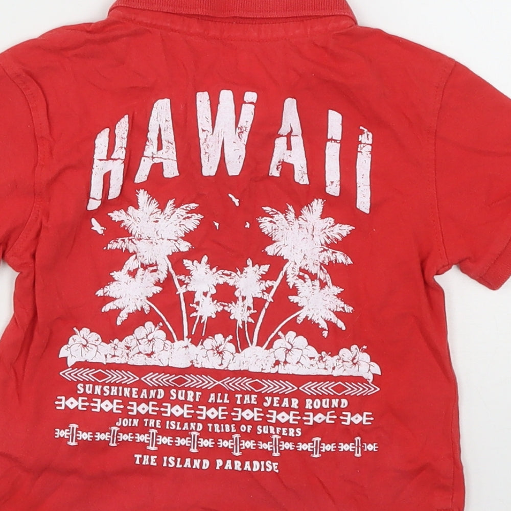 Rebel Boys Red  Cotton Basic Polo Size 2-3 Years Collared  - Hawii