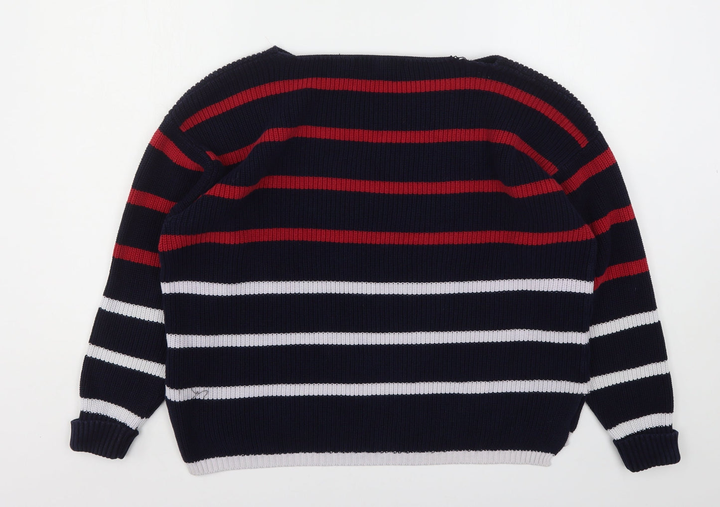 Marks and Spencer Womens Multicoloured Round Neck Striped Cotton Pullover Jumper Size L