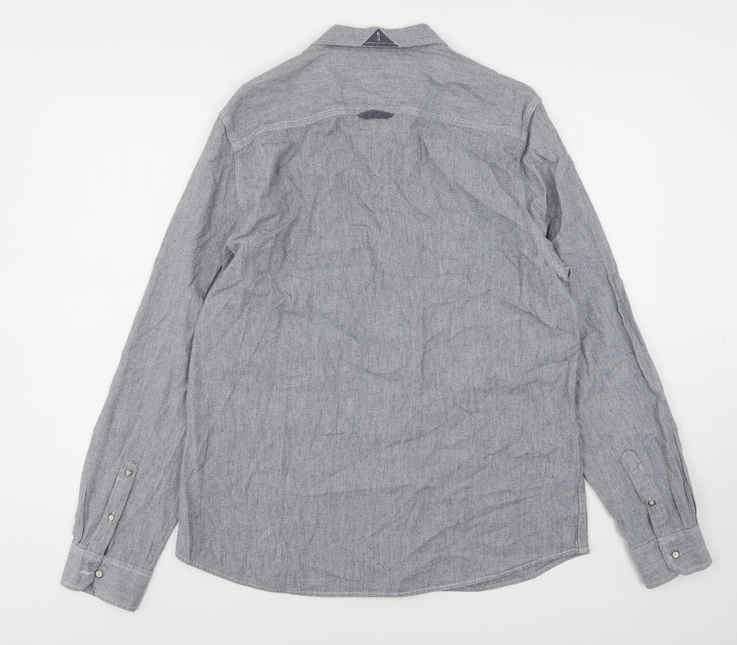 Morley Mens Grey  Cotton  Button-Up Size L Collared