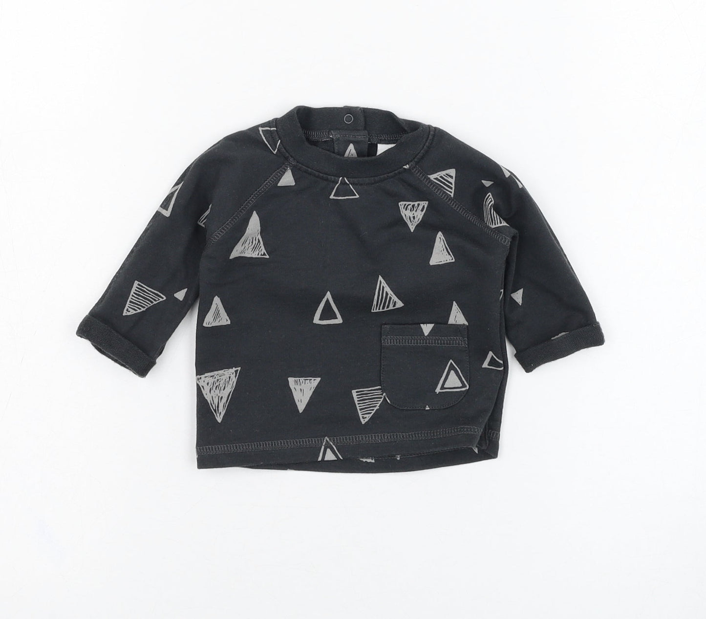NEXT Boys Grey  Cotton Basic T-Shirt Size 0-3 Months Round Neck Pullover - Triangle