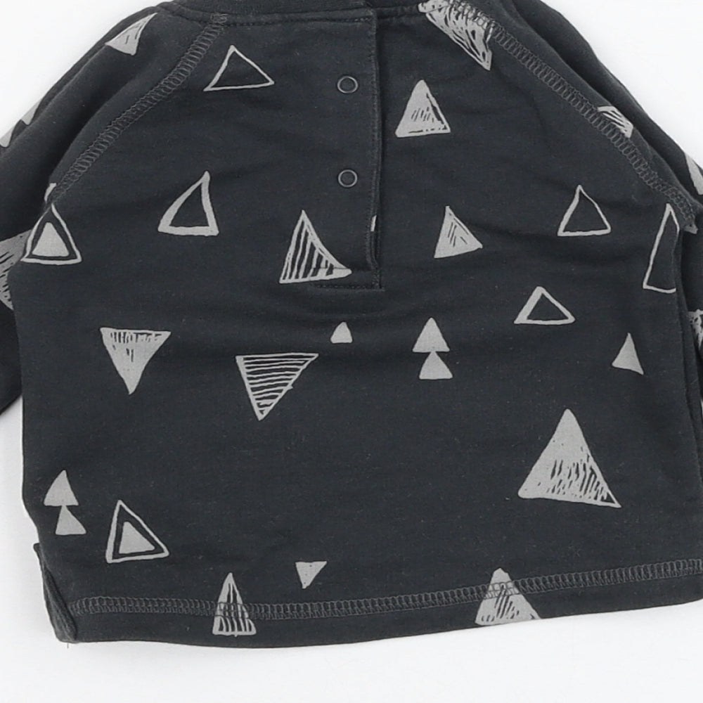 NEXT Boys Grey  Cotton Basic T-Shirt Size 0-3 Months Round Neck Pullover - Triangle