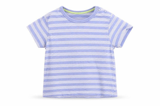 Matalan Boys Blue Striped Cotton Basic T-Shirt Size 3-6 Months Round Neck Pullover