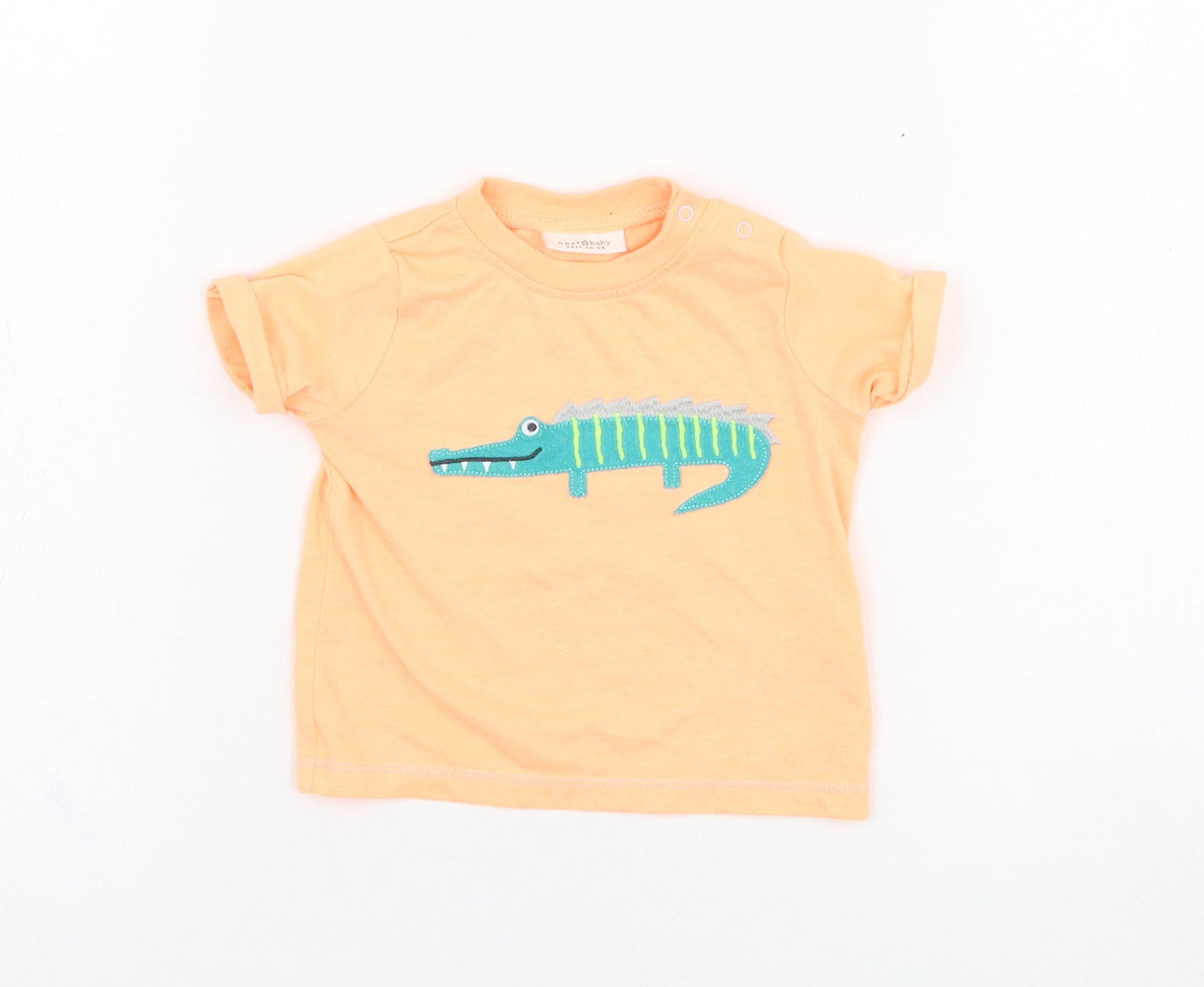 NEXT Boys Orange  Cotton Basic T-Shirt Size 0-3 Months Round Neck Pullover - Crocodile