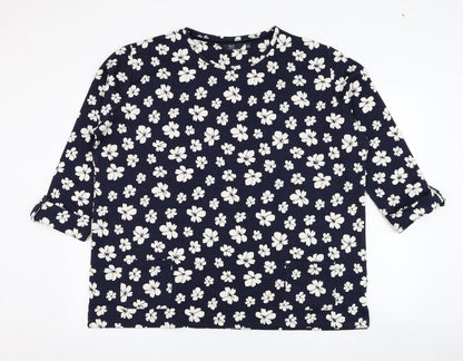 Preloved EWM Womens Blue Floral Polyester Pullover Sweatshirt Size 22  Pullover - Front