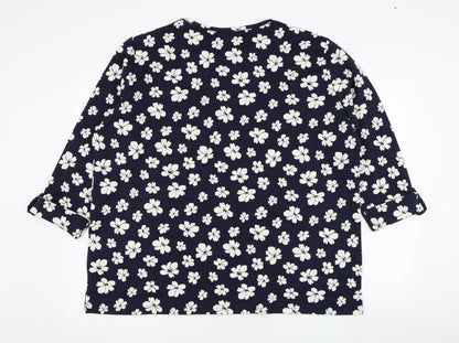 Preloved EWM Womens Blue Floral Polyester Pullover Sweatshirt Size 22  Pullover - Back