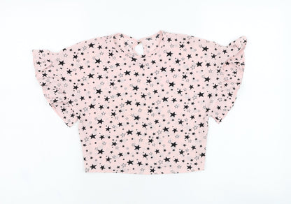 Dunnes Girls Pink  Polyester Tunic T-Shirt Size 7 Years Round Neck Pullover - Star