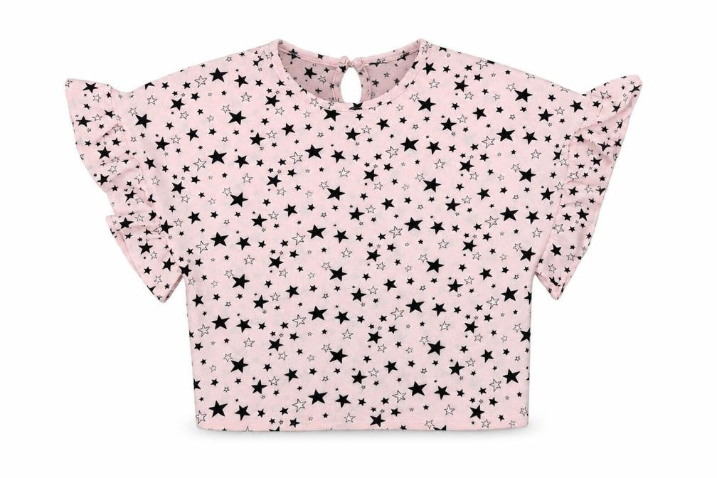 Dunnes Stores Girls Pink  Polyester Tunic T-Shirt Size 7 Years Round Neck Pullover - Star