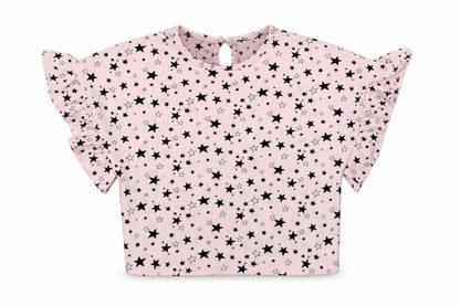 Dunnes Girls Pink  Polyester Tunic T-Shirt Size 7 Years Round Neck Pullover - Star