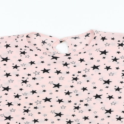 Dunnes Girls Pink  Polyester Tunic T-Shirt Size 7 Years Round Neck Pullover - Star