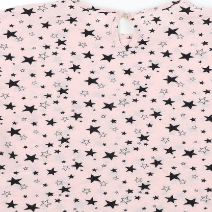 Dunnes Girls Pink  Polyester Tunic T-Shirt Size 7 Years Round Neck Pullover - Star