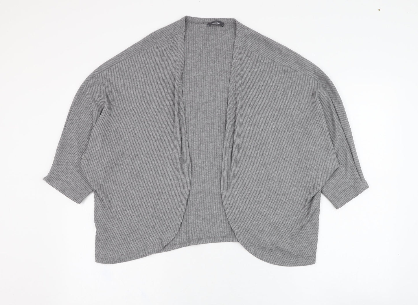 Yessica Womens Grey Round Neck  Polyester Cardigan Jumper Size S