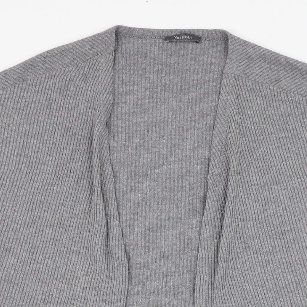 Yessica Womens Grey Round Neck  Polyester Cardigan Jumper Size S