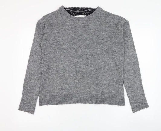VERO MODA Womens Grey Round Neck  Acrylic Pullover Jumper Size L