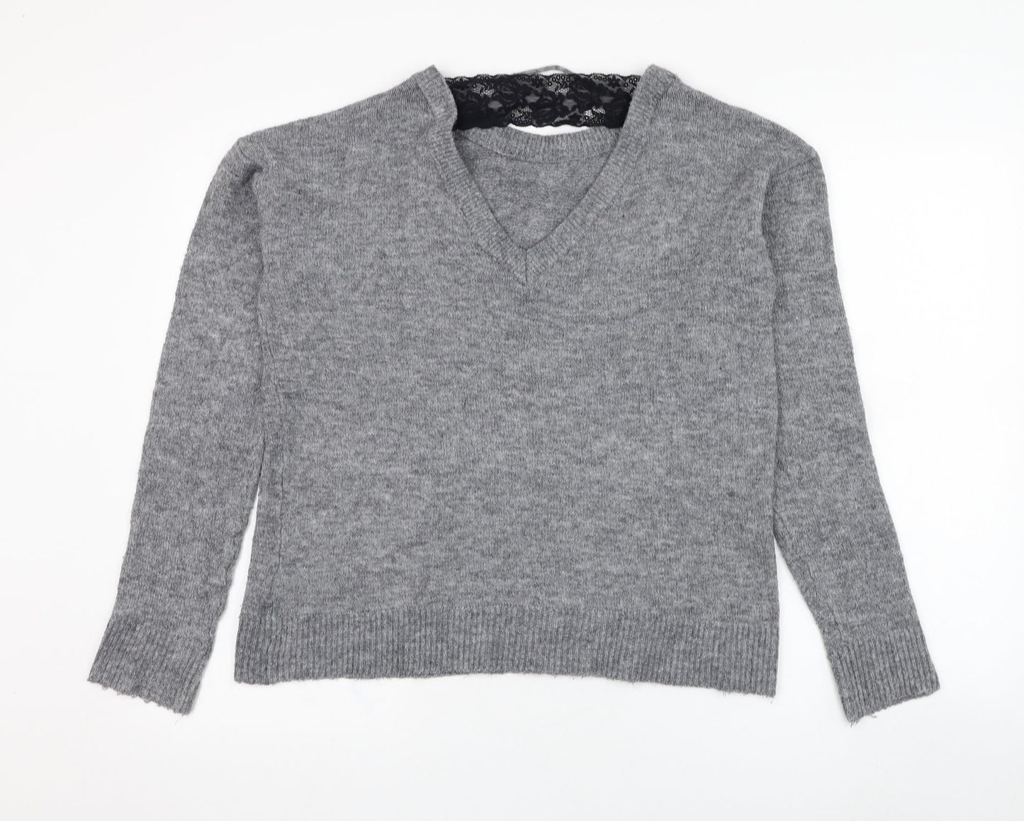 VERO MODA Womens Grey Round Neck  Acrylic Pullover Jumper Size L