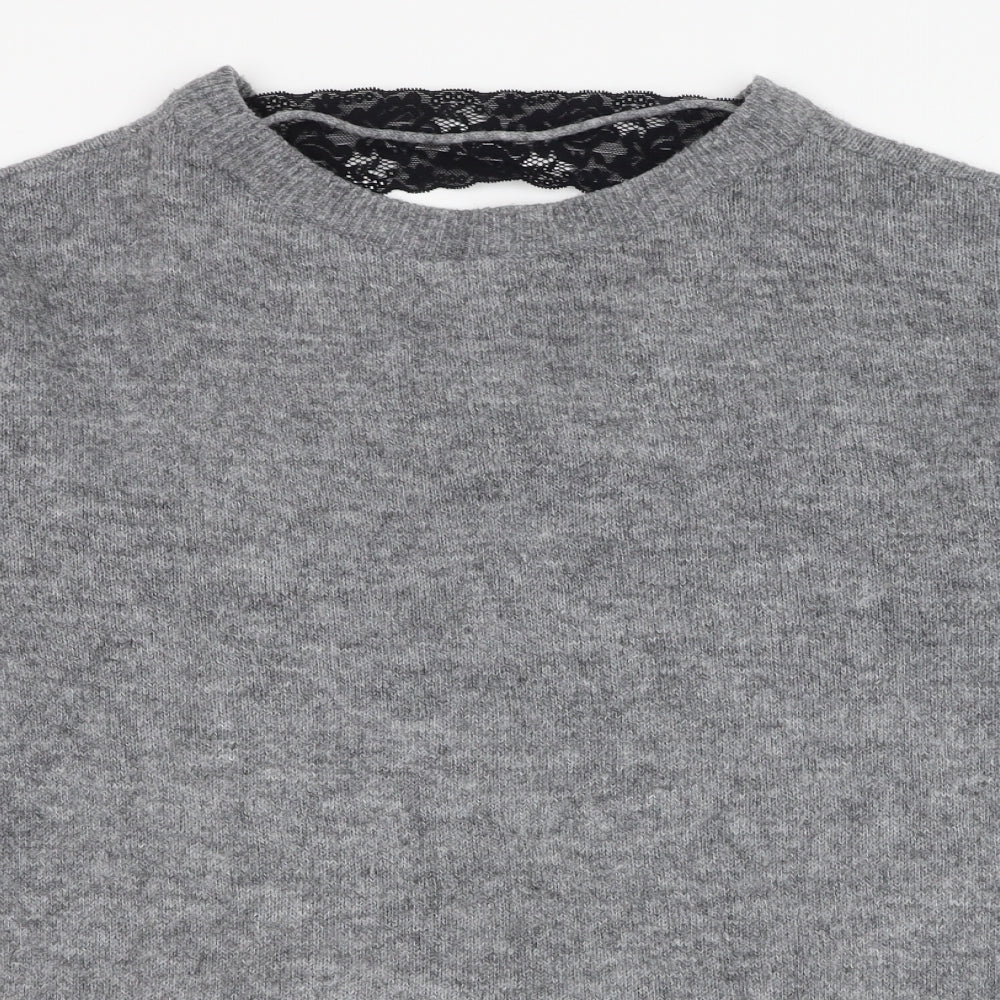 VERO MODA Womens Grey Round Neck  Acrylic Pullover Jumper Size L