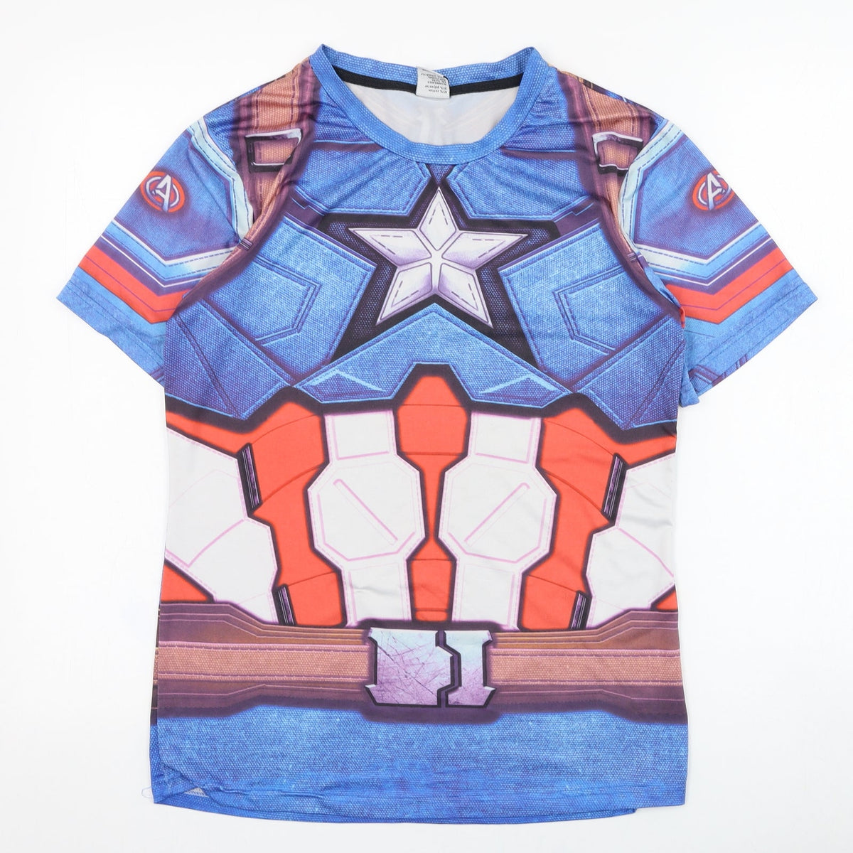 Zootop Bear Boys Blue  Cotton Basic T-Shirt Size L Round Neck Pullover - Avengers