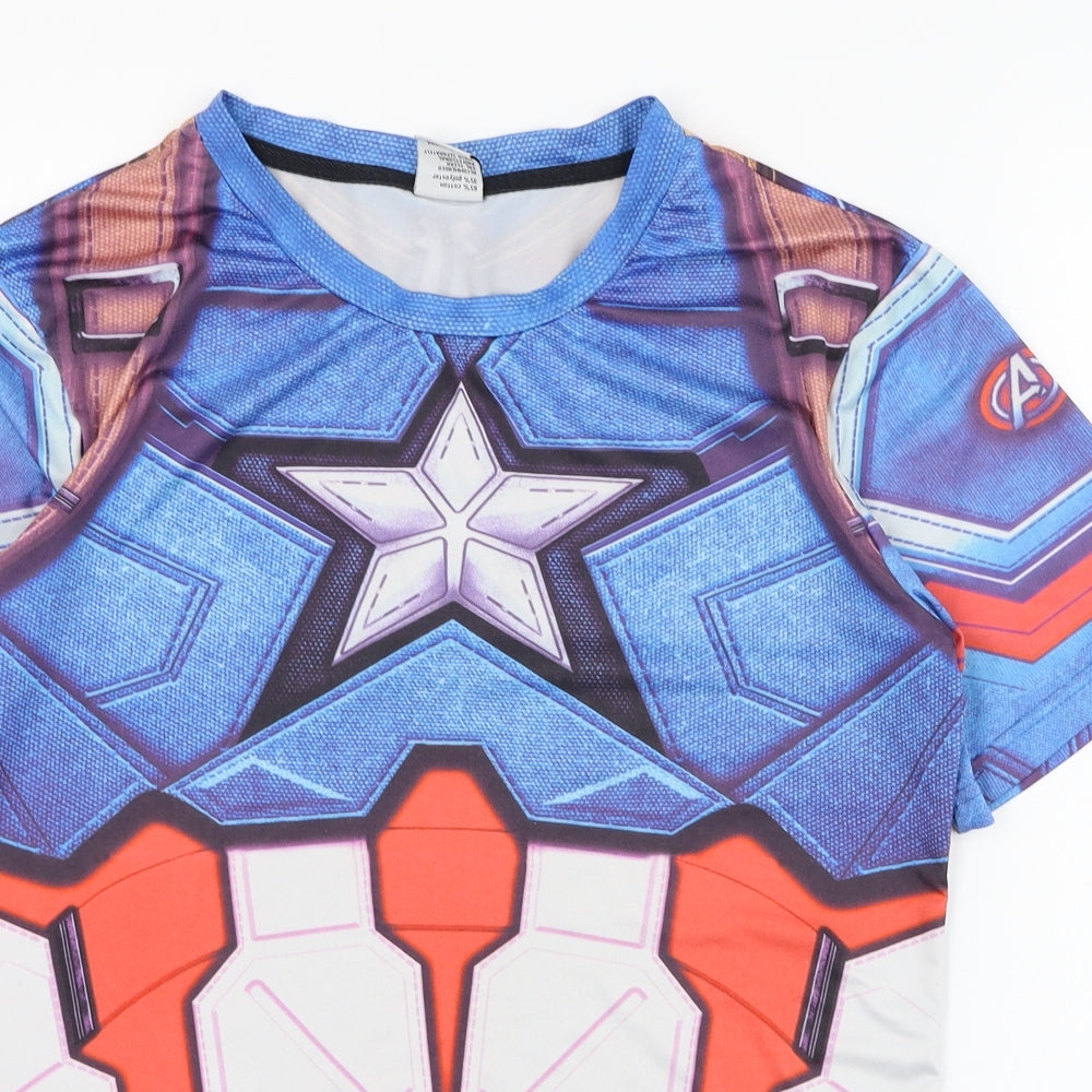 Zootop Bear Boys Blue  Cotton Basic T-Shirt Size L Round Neck Pullover - Avengers