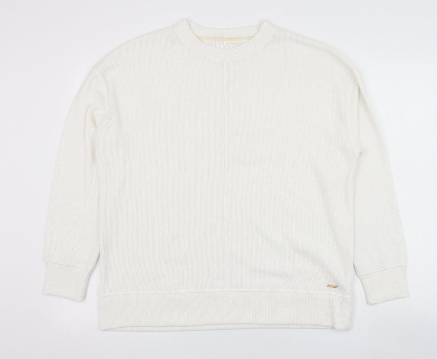 Dunnes Stores Womens Ivory Round Neck  Polyester Pullover Jumper Size 8