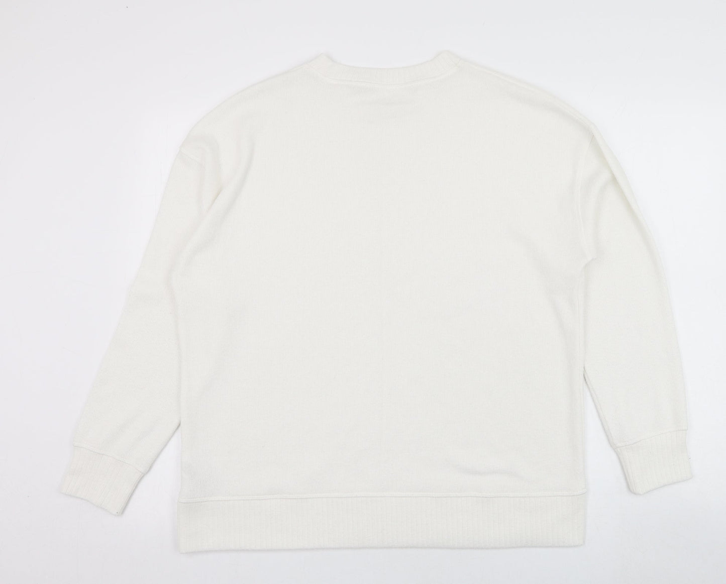 Dunnes Stores Womens Ivory Round Neck  Polyester Pullover Jumper Size 8