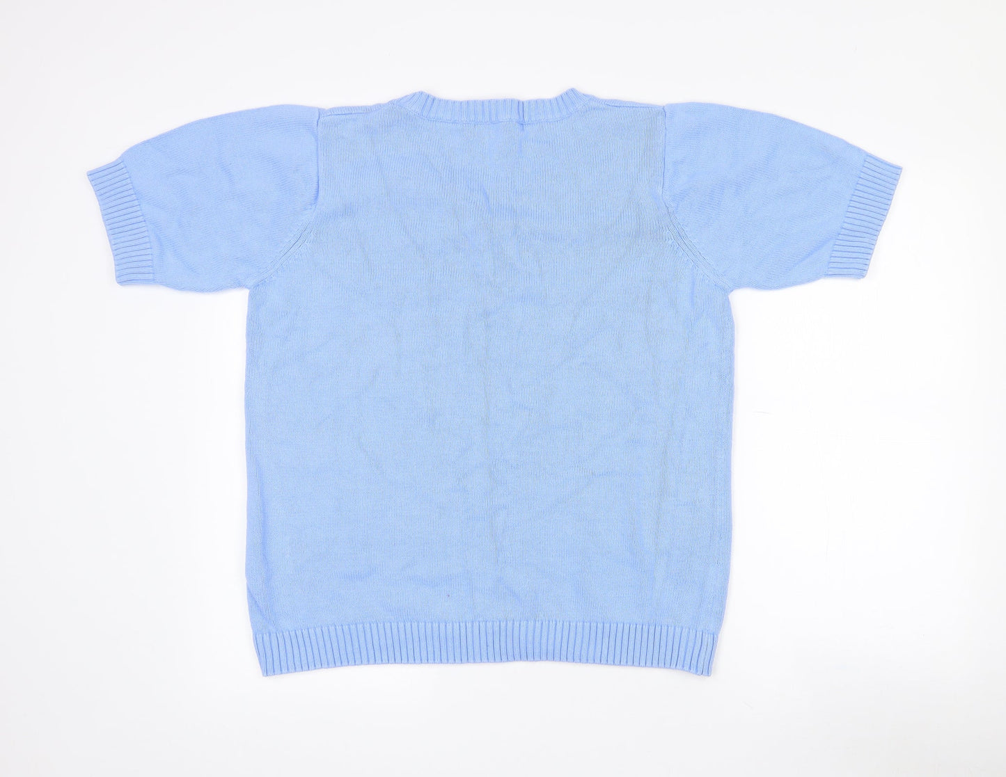 Isle Womens Blue V-Neck  Cotton Pullover Jumper Size 18