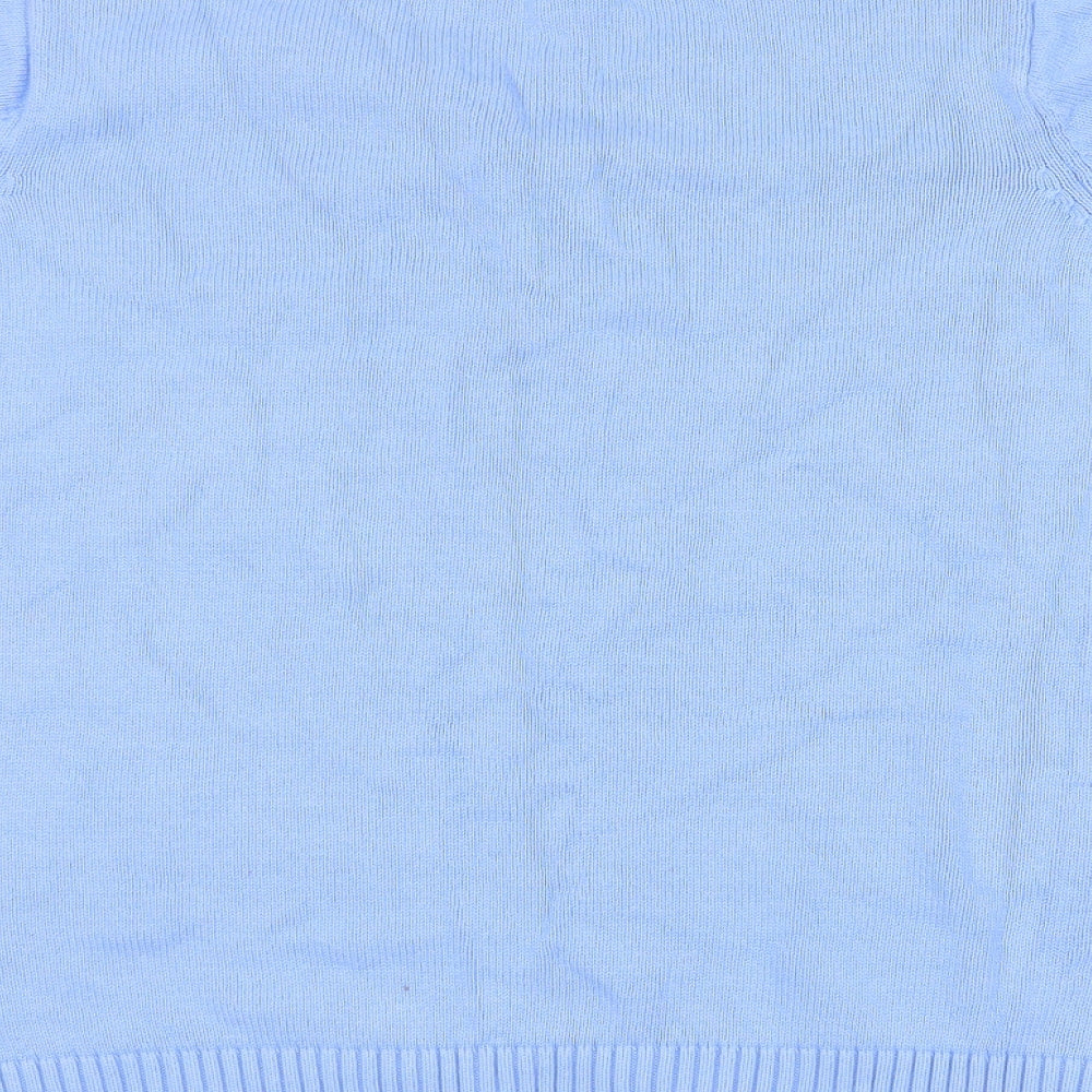 Isle Womens Blue V-Neck  Cotton Pullover Jumper Size 18