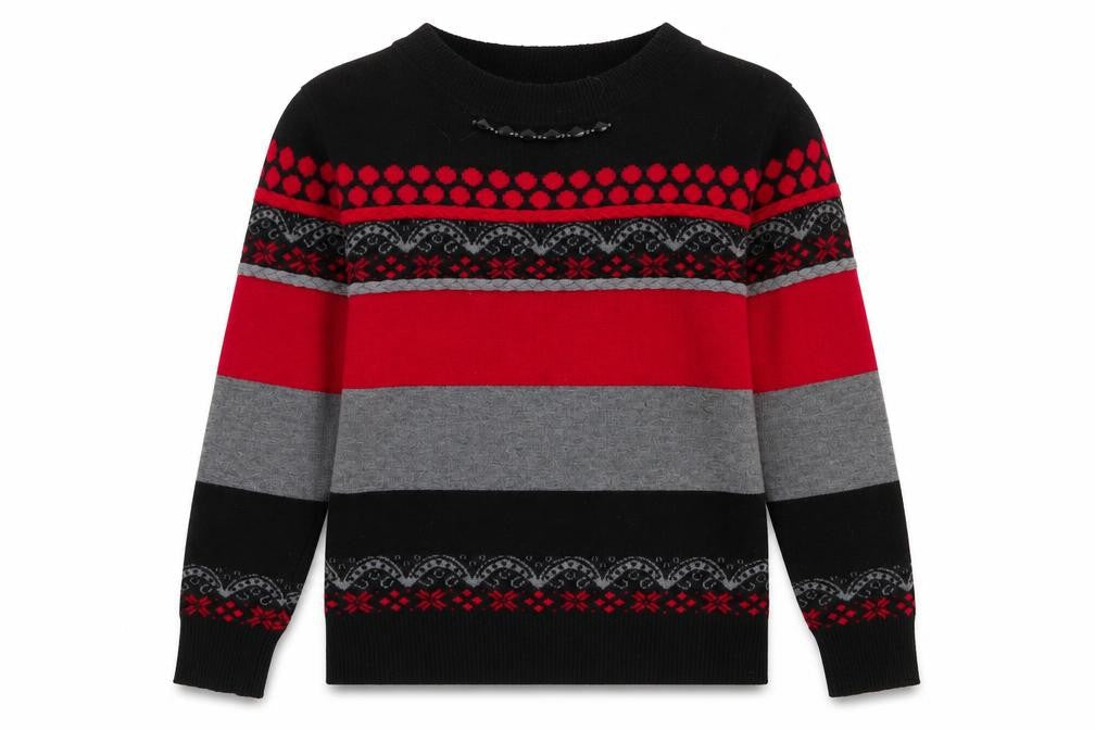 Moda Impression Womens Multicoloured Round Neck Geometric Cotton Pullover Jumper Size M