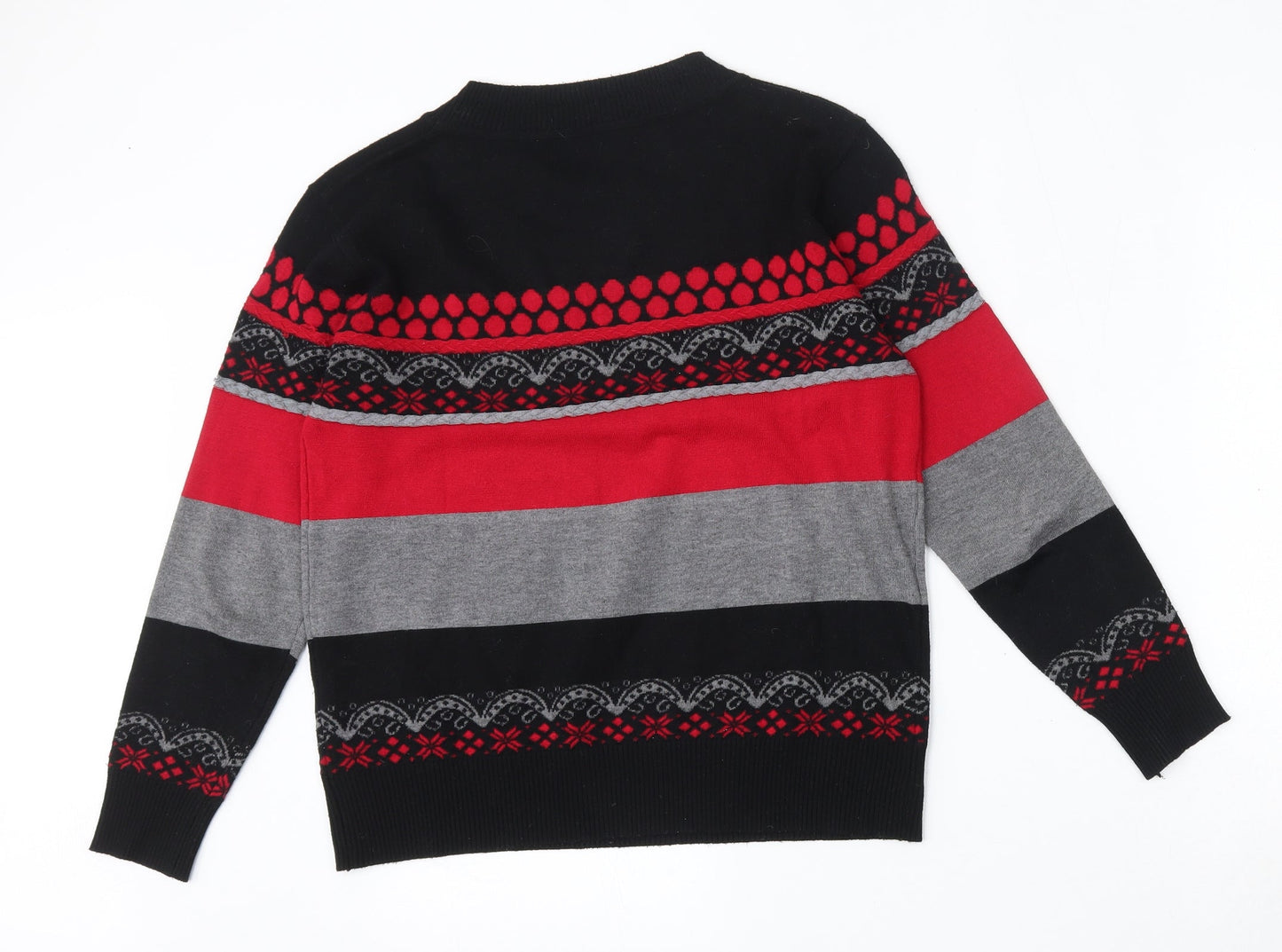 Moda Impression Womens Multicoloured Round Neck Geometric Cotton Pullover Jumper Size M