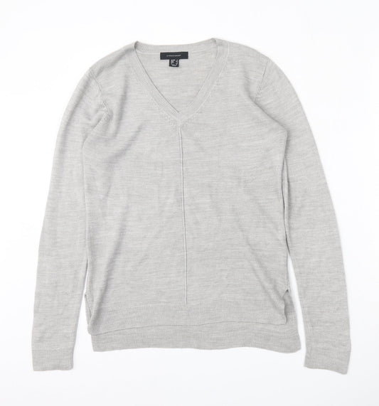Atmosphere Womens Grey V-Neck  Acrylic Pullover Jumper Size 8