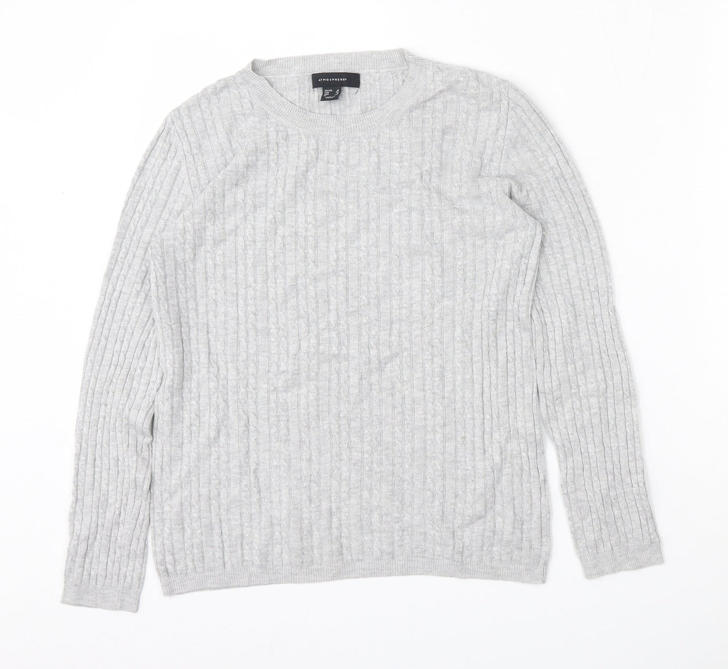 Atmosphere Womens Grey Round Neck  Polyester Pullover Jumper Size 12