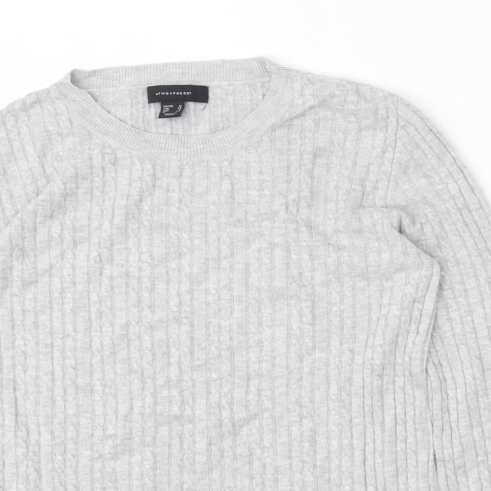 Atmosphere Womens Grey Round Neck  Polyester Pullover Jumper Size 12