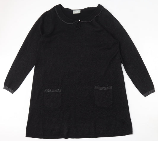 Wallis Womens Black  Acrylic Trapeze & Swing  Size L  Round Neck