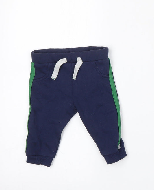 F&F Boys Blue  Cotton Jogger Trousers Size 3-6 Months