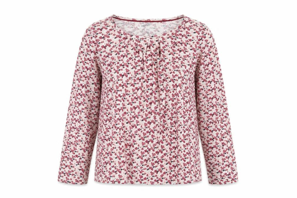 ESMARA Womens Multicoloured Fair Isle Cotton Basic Blouse Size S Scoop Neck