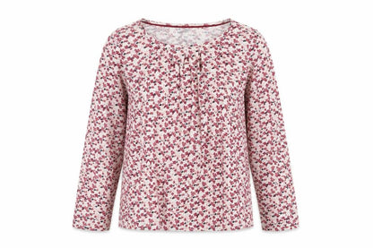 ESMARA Womens Multicoloured Fair Isle Cotton Basic Blouse Size S Scoop Neck