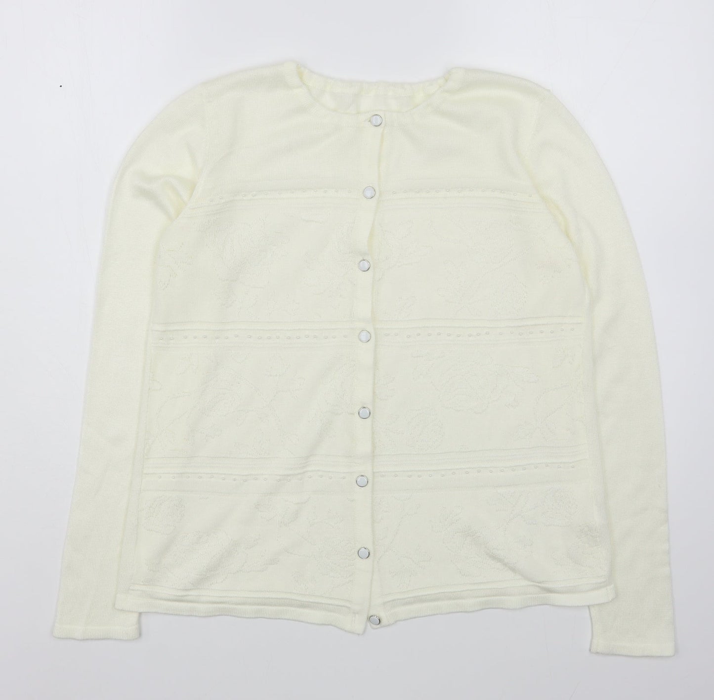 Preworn Womens Ivory Round Neck  Acrylic Cardigan Jumper Size M