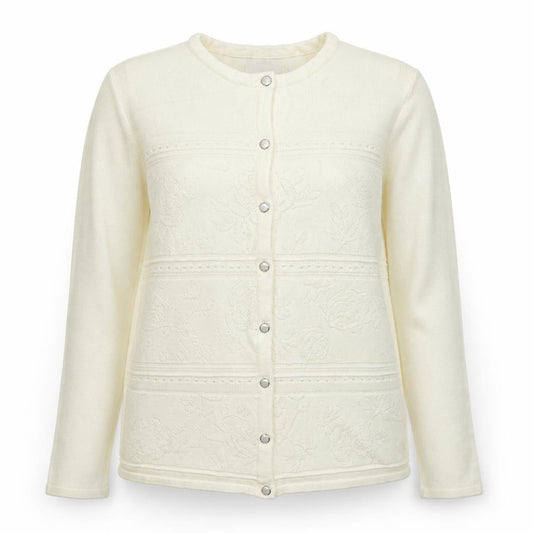 Preworn Womens Ivory Round Neck  Acrylic Cardigan Jumper Size M
