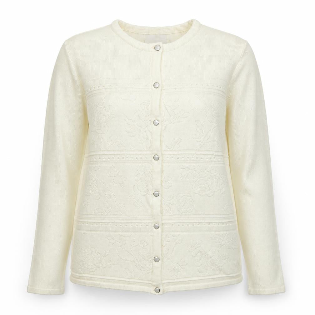 Preworn Womens Ivory Round Neck  Acrylic Cardigan Jumper Size M
