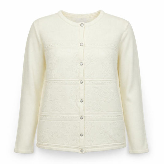 Preworn Womens Ivory Round Neck  Acrylic Cardigan Jumper Size M