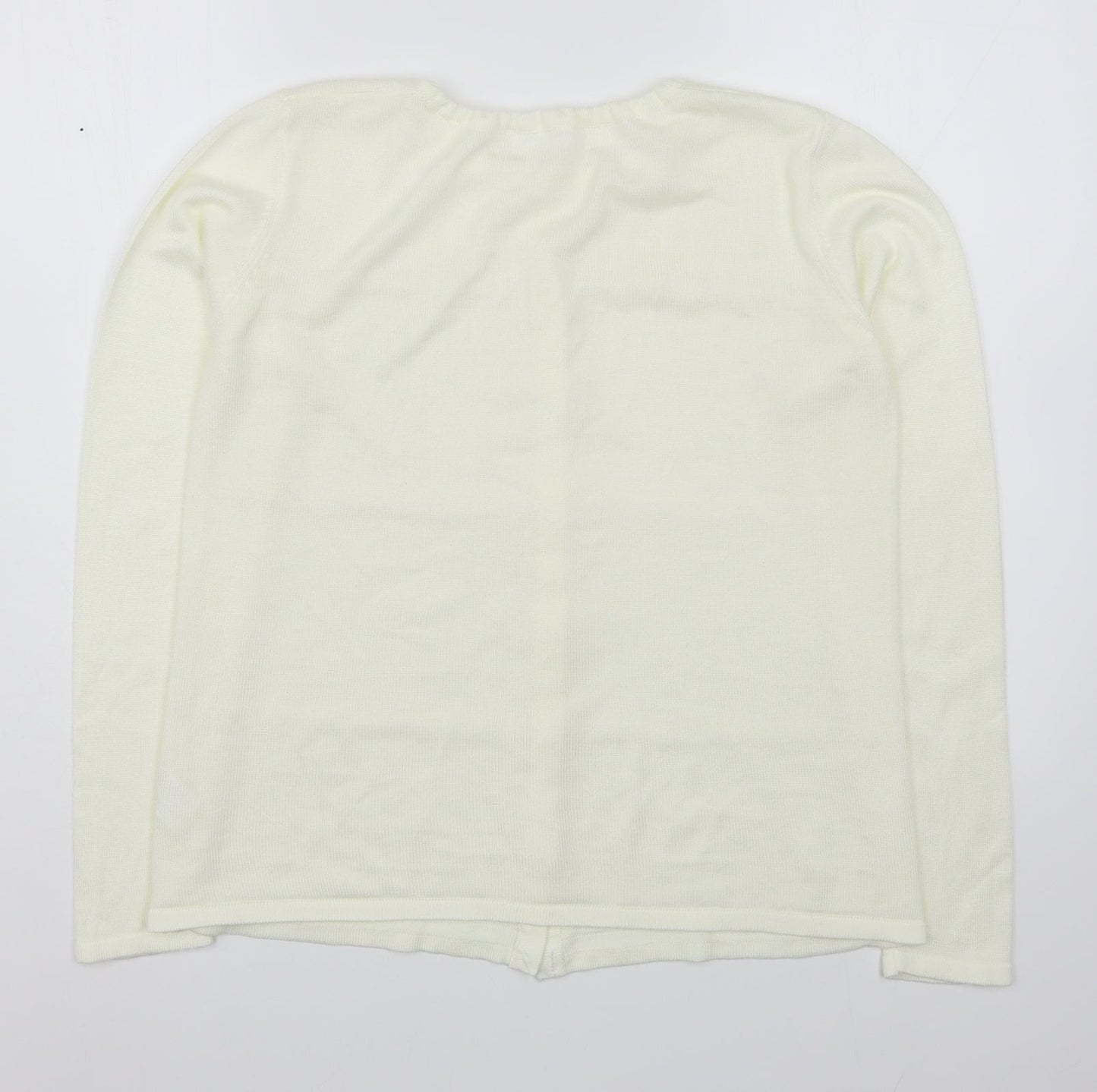 Preworn Womens Ivory Round Neck  Acrylic Cardigan Jumper Size M