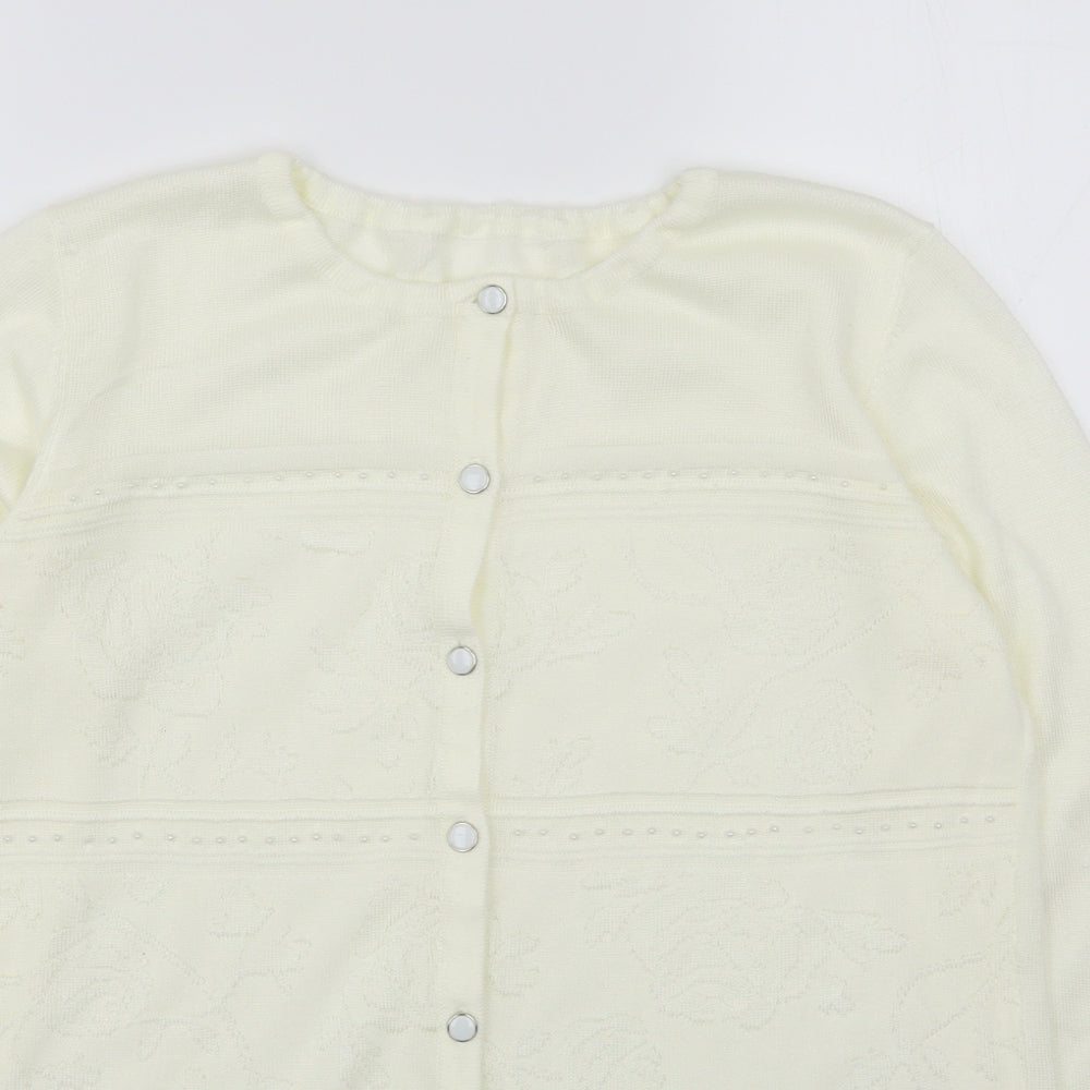 Preworn Womens Ivory Round Neck  Acrylic Cardigan Jumper Size M