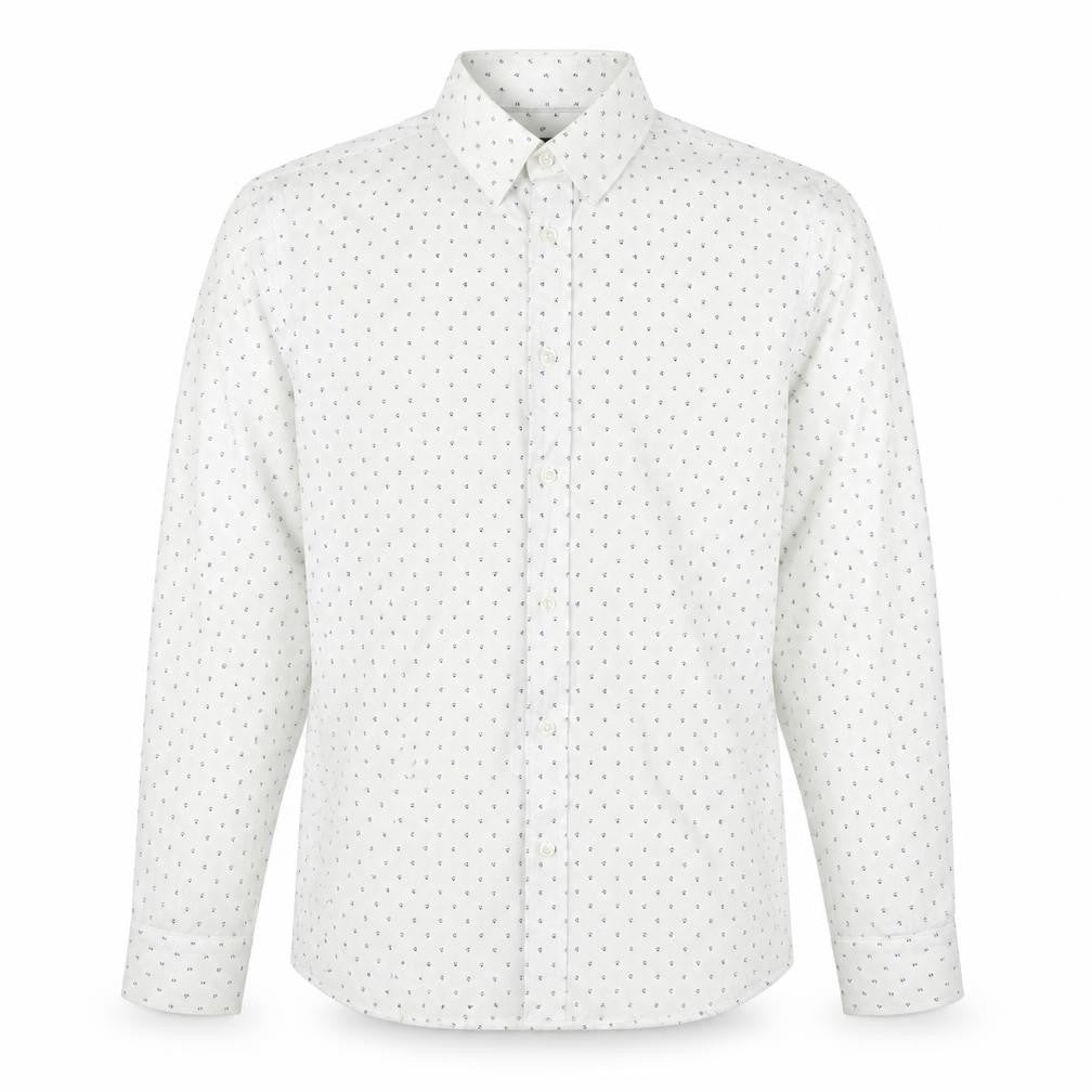 River Island Mens White Geometric Cotton  Button-Up Size M Collared Button
