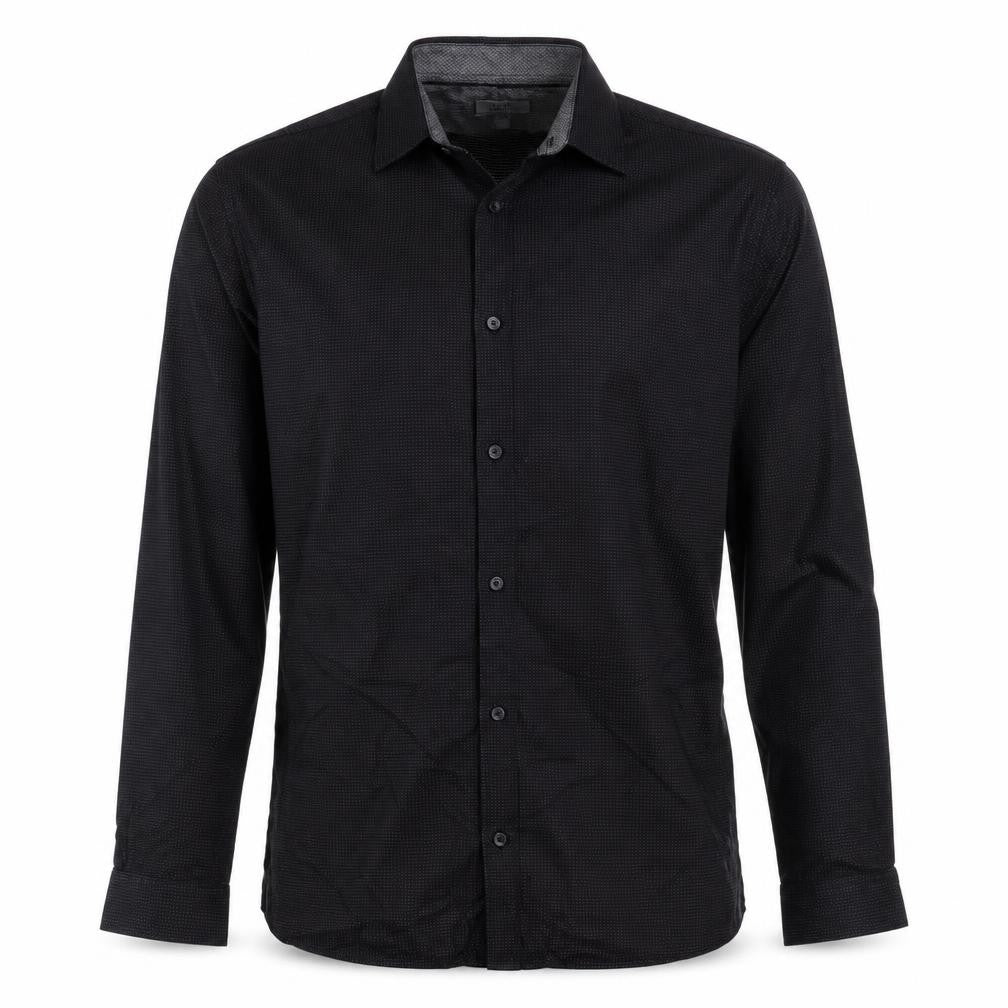NEXT Mens Black  Polyester  Button-Up Size M Collared Button