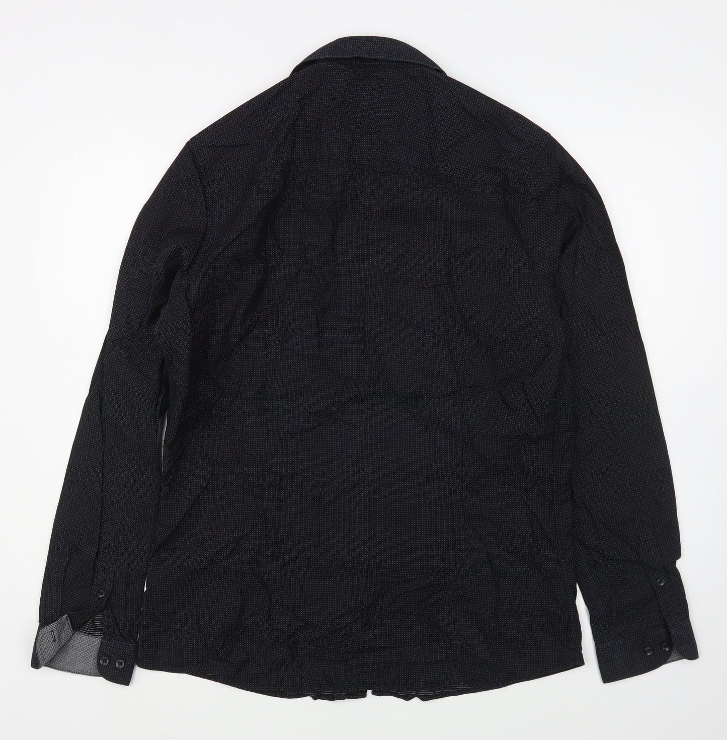NEXT Mens Black  Polyester  Button-Up Size M Collared Button