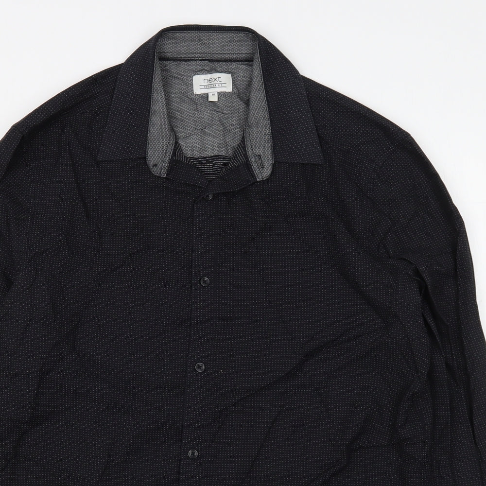 NEXT Mens Black  Polyester  Button-Up Size M Collared Button