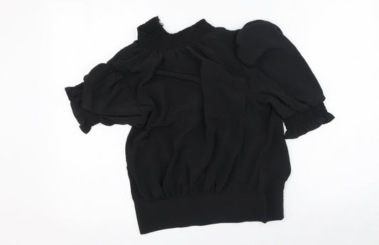 Dorothy Perkins Womens Black  Polyester Basic Blouse Size 8 Square Neck