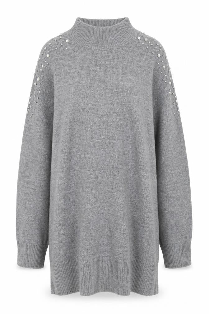 Stradivarius Womens Grey High Neck  Acrylic Pullover Jumper Size S