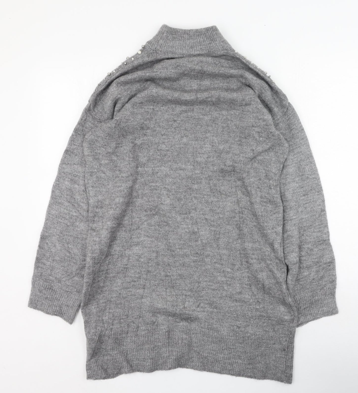 Stradivarius Womens Grey High Neck  Acrylic Pullover Jumper Size S